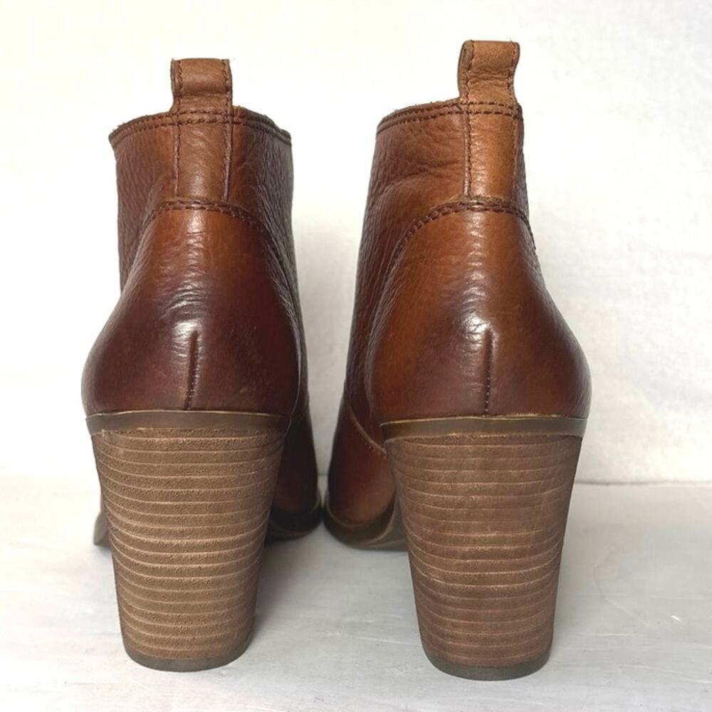 LUCKY BRAND Ehllen Brown Leather Slip On Ankle Boots Stacked Heel US Size 10 - Picture 4 of 10